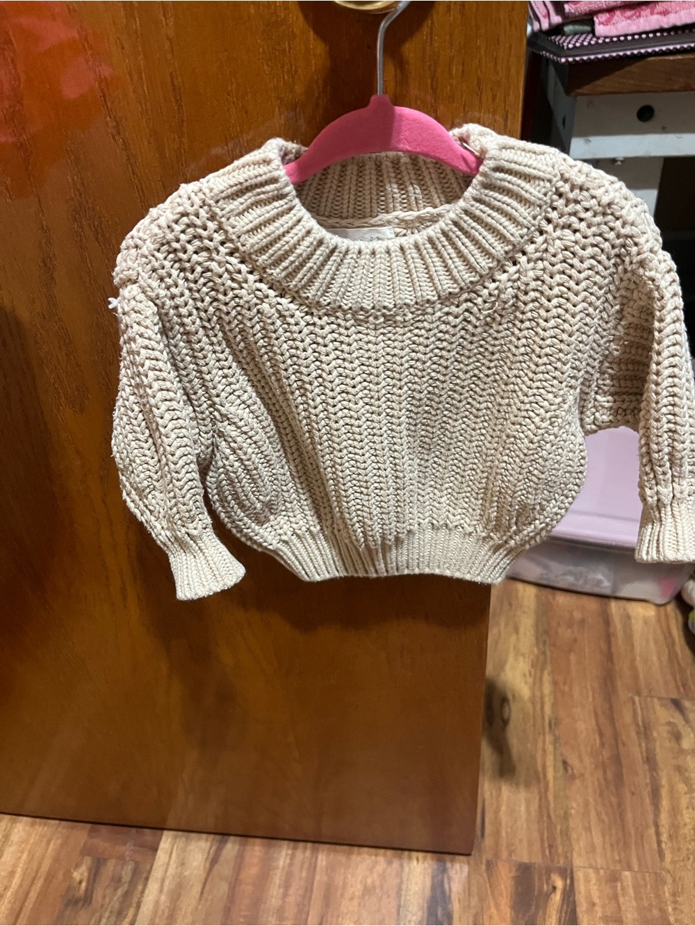 Chunky Knit Cream Infant Sweater